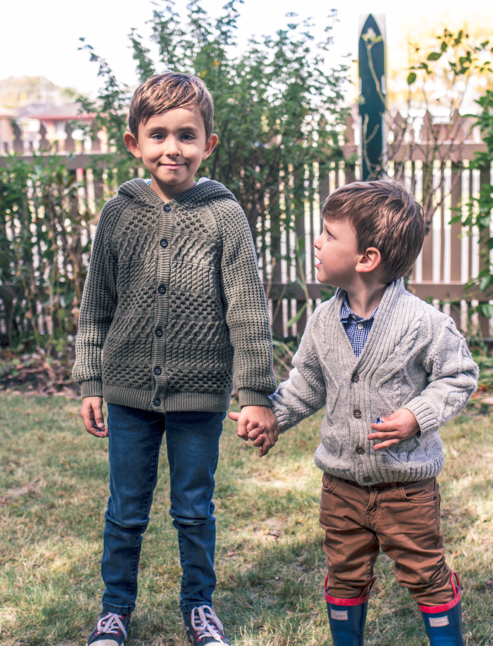 Boys wearing knitwear for the Autumn Easter Egg Hunt