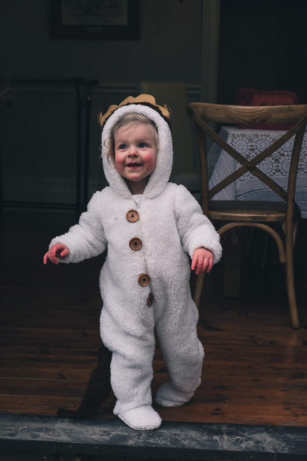 Child wearing Where The Wild Things Are birthday party costume 